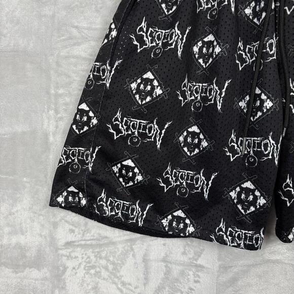 Section 8 Official Mesh Shorts Black White All Over Graphic Logo Print Size S - Picture 4 of 10
